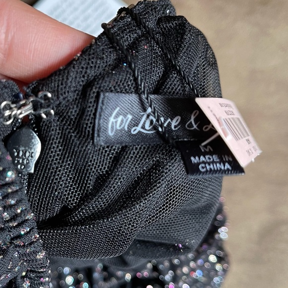 NWT For Love and Lemons Glitter Ruched Cocktail Mini Dress Size M - Picture 9 of 9